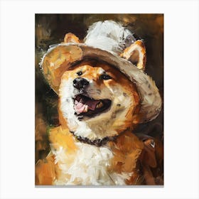 Oil Painting Smiling Shiba Inu 2 Canvas Print