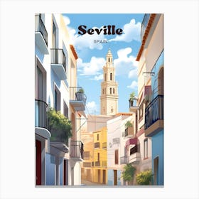 Seville Spain Cityscape Modern Travel Illustration Canvas Print