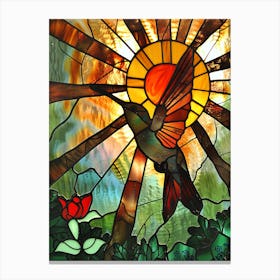 Hummingbird Stained Glass 13 Canvas Print