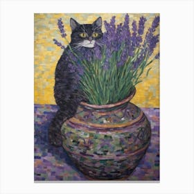 Lavender With A Cat 1 Art Nouveau Klimt Style Canvas Print