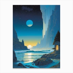 Cliffs At Night Print Canvas Print