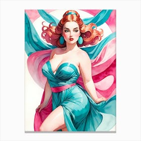 Portrait Of A Curvy Woman Wearing A Sexy Costume (26) Canvas Print