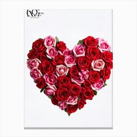 Bouquet Of Red And Pink Roses Arranged To Form A Heart Shape Symbolizing Love Passion And Affecti Canvas Print