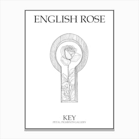 English Rose Key Line Drawing 4 Poster Canvas Print