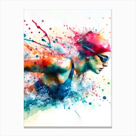 Watercolor Swimmer Canvas Print