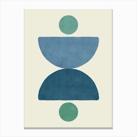 Half-circle Balance Abstract Mid-century Modern Blue Navy Green Canvas Print