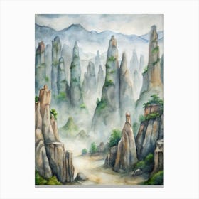 A Minimalist Depiction Of The Stone Forest In Chin Canvas Print