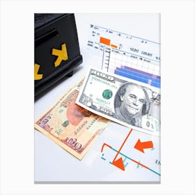 Billfold And Banknote Resting In A Safe Simple Interface Where Strokes Balance An Icon Of A Briefc (4) Canvas Print