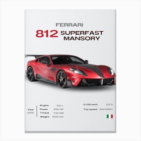 Ferrari 812 Superfast Mansory Canvas Print