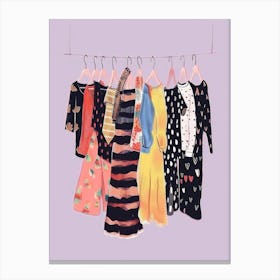 Illustration Of Clothes Hanging On A Line Canvas Print