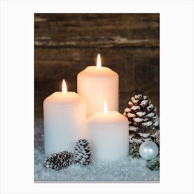 Candles On Snow Canvas Print