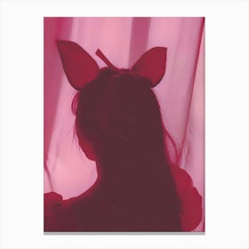 Silhouette Of A Girl With Ears Canvas Print