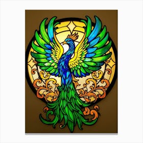 Peacock Stained Glass Canvas Print