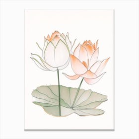 Double Lotus Pencil Illustration 6 Canvas Print