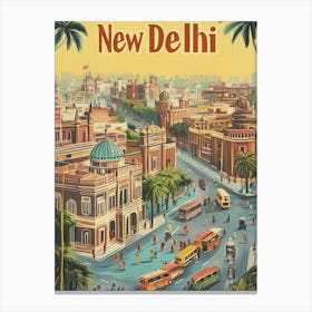 Aihrgdesign A Mid Century Modern Travel Poster For New Delhi 3 Canvas Print