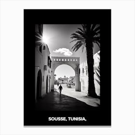 Poster Of Sousse, Tunisia,, Mediterranean Black And White Photography Analogue 3 Canvas Print