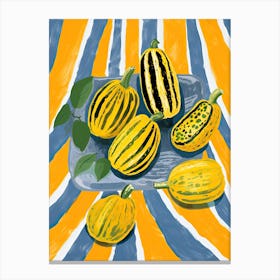 Yellow Squash Summer Illustration 4 Canvas Print