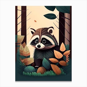 Raccoon In The Forest Canvas Print