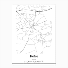 Retie,Belgium Minimalist Map Canvas Print