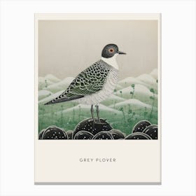 Ohara Koson Inspired Bird Painting Grey Plover 4 Poster Canvas Print