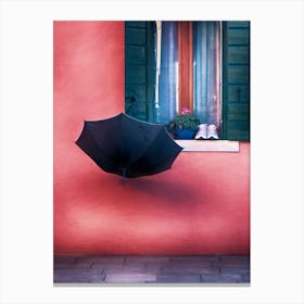 Umbrella & Window Burano Canvas Print