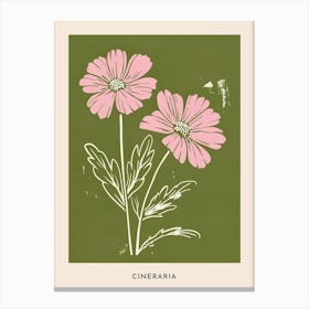Pink & Green Cineraria 2 Flower Poster Canvas Print