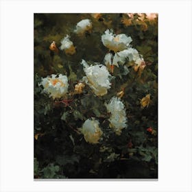 White Rose Flowers Garden Oil Painting Canvas Print