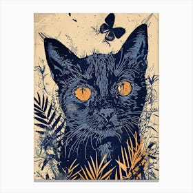 Black Cat With Yellow Eyes Canvas Print