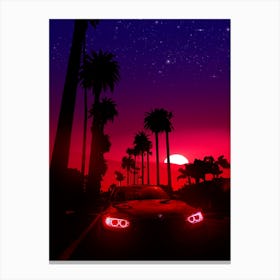 Neon Sunset Drive Canvas Print