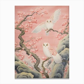 Vintage Japanese Inspired Bird Print Owl 3 Canvas Print