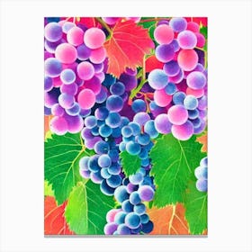 Grapes 1 Risograph Retro Poster Fruit Canvas Print