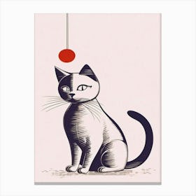 Cat With A Red Ball Canvas Print