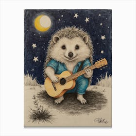 Hedgehog Playing Guitar 28 Canvas Print