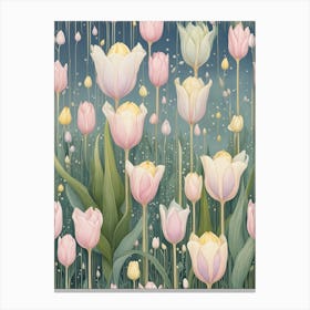 Tulips Dance At Night Canvas Print