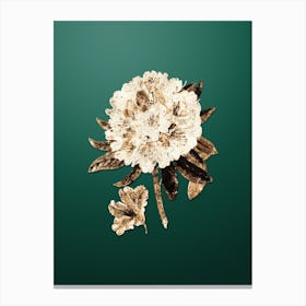 Gold Botanical Rhododendron Flower on Dark Spring Green n.4226 Canvas Print