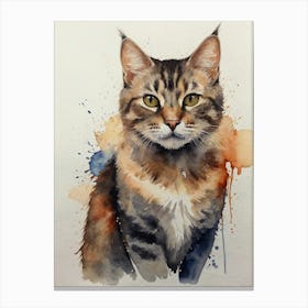 Watercolor Cat Painting Canvas Print