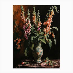 Baroque Floral Still Life Foxglove 4 Canvas Print