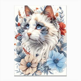 Cat With Flowers 6 Canvas Print