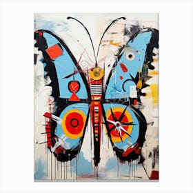 Butterfly blue, red in Basquiat's Style Canvas Print