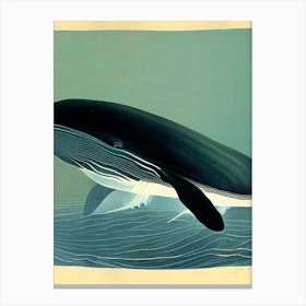 Gray Whale Retro Illustration Canvas Print