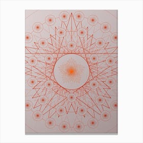 Geometric Abstract Glyph Circle Array in Tomato Red n.0134 Canvas Print