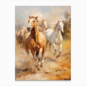 Horses Painting In Mendoza, Argentina 3 Canvas Print