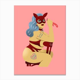 Sex Toys Over Boys Tattooed Curvy Pin Up Canvas Print