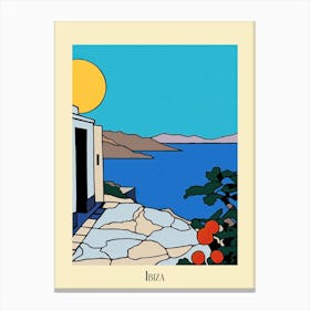 Poster Of Minimal Design Style Of Ibiza, Spain 3 Canvas Print