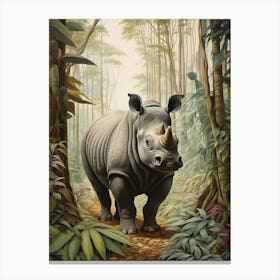 Rhino Deep In The Nature 4 Canvas Print
