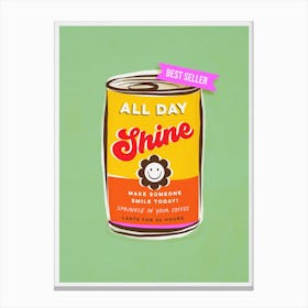 Pop Art Smiley ‘CAN DO’ art - ALL DAY SHINE Positive words Canvas Print