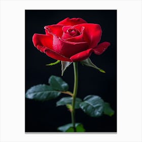 Red Rose On Black Background 60 Canvas Print