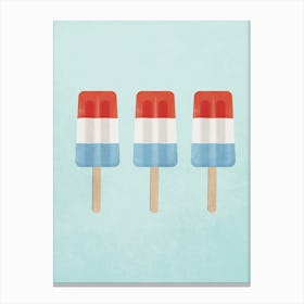 Minimal Art Summer Popsicles Red white And Blue Color Canvas Print