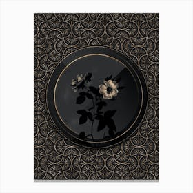 Shadowy Vintage Red Bramble Leaved Rose Botanical in Black and Gold Canvas Print
