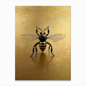 Bee On Gold Background Canvas Print